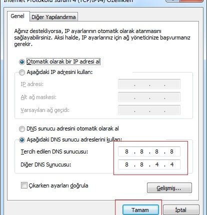 PC DNS Ayarları